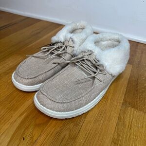 ✨3/$20✨ Drope NEW Fleece Lined Beige Camo Slip On Loafer Shoes. Women’s Size 9